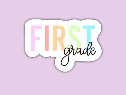 First Grade Pastel Rainbow- Sticker