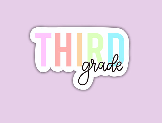 Third Grade Pastel Rainbow- Sticker