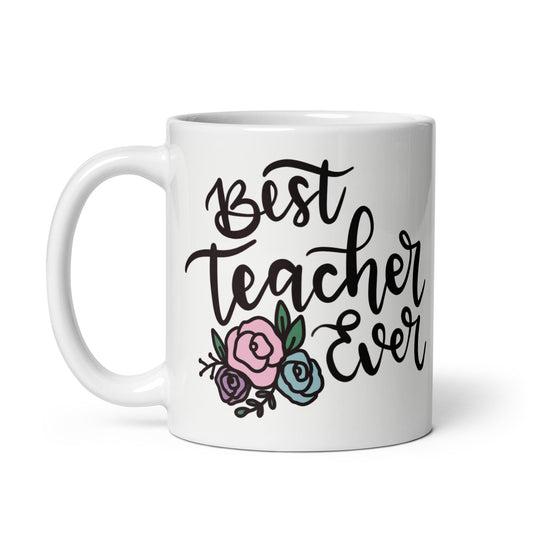 Best Teacher Ever Floral Mug